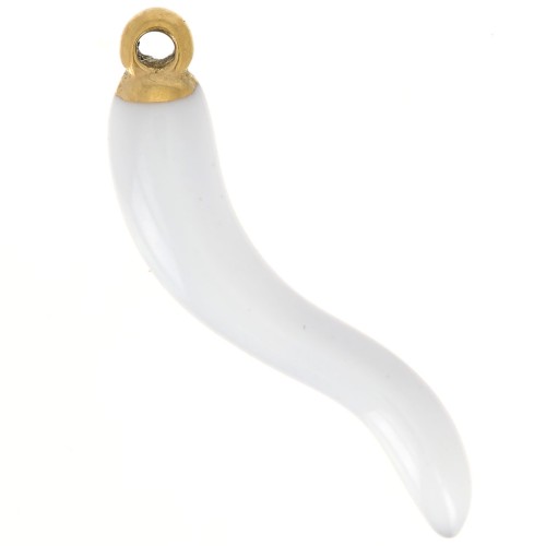 Colgante de guindilla 24x6 mm Resina epoxi - Acero inoxidable 316L dorado - Blanco x1