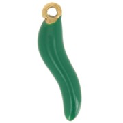 Dije 15x4 mm Resina epoxi - Acero inoxidable 316L dorado - Verde oscuro x1|raw }}