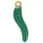 Dije 15x4 mm Resina epoxi - Acero inoxidable 316L dorado - Verde oscuro x1