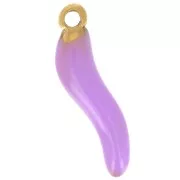 Dije 15x4 mm Resina epoxi - Acero inoxidable 316L dorado - Lila x1