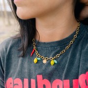 Dije 15x4 mm Resina epoxi - Acero inoxidable 316L dorado - Negro x1