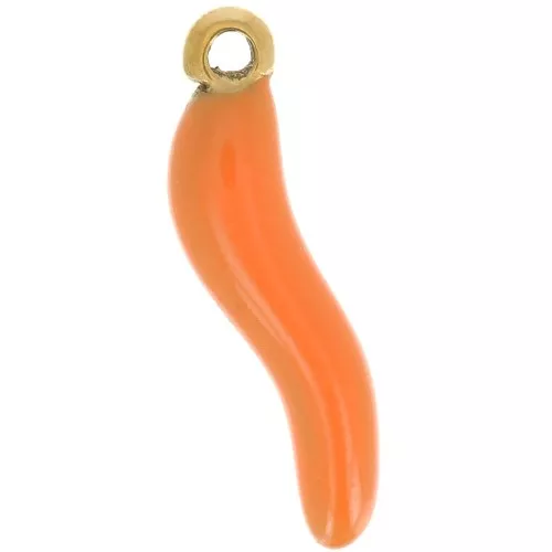 Dije 15x4 mm Resina epoxi - Acero inoxidable 316L dorado - Naranja x1