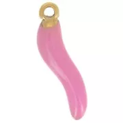 Dije 15x4 mm Resina epoxi - Acero inoxidable 304 Dorado - Rosa x1