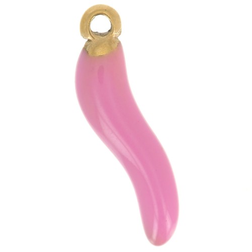 Dije 15x4 mm Resina epoxi - Acero inoxidable 304 Dorado - Rosa x1