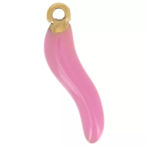 Dije 15x4 mm Resina epoxi - Acero inoxidable 304 Dorado - Rosa x1