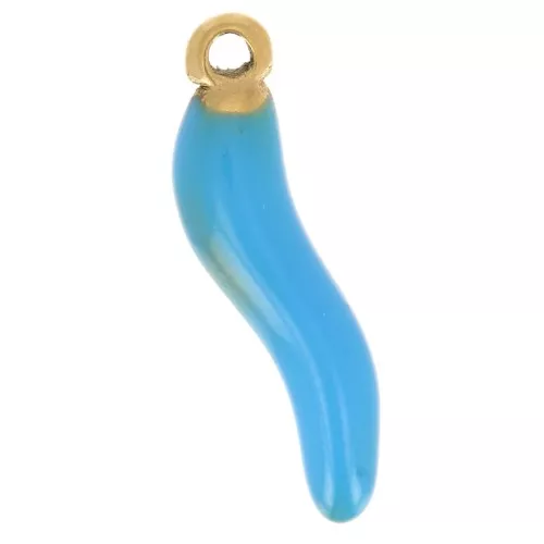 Dije 15x4 mm Resina epoxi - Acero inoxidable 304 Dorado - Azul x1