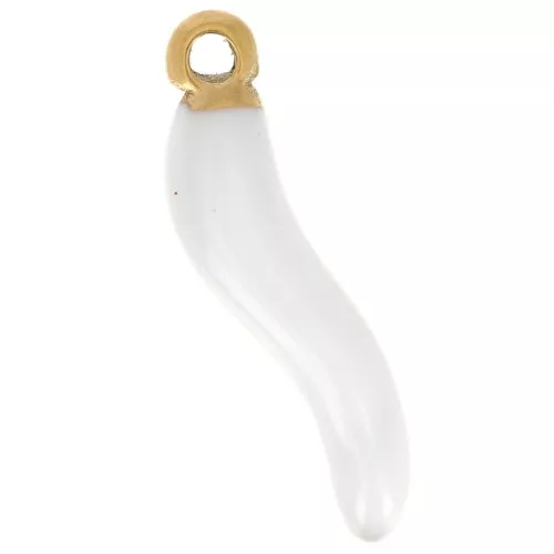 Dije 15x4 mm Resina epoxi - Acero inoxidable 316L dorado - Blanco x1
