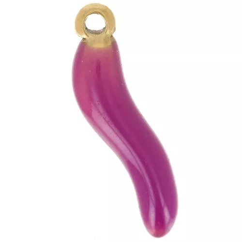 Chili charm 15x4 mm Resina epoxi - Acero inoxidable 316L dorado - Ciruela x1