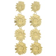 Pendientes colgantes girasol 80x20 mm - Acero inoxidable 304L Oro x2|raw }}