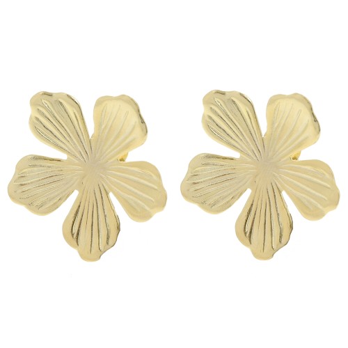 Pendientes Flor de 26 mm con anilla abierta - Dorado x2