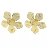 Pendientes Flor de 26 mm con anilla abierta - Dorado x2