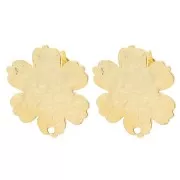 Pendientes flor con textura 19x17,5 mm - Dorado fino x2