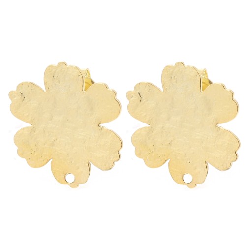 Pendientes flor con textura 19x17,5 mm - Dorado fino x2