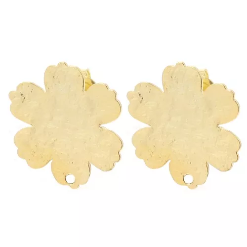 Pendientes flor con textura 19x17,5 mm - Dorado fino x2