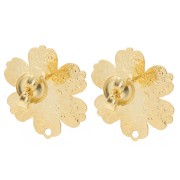 Pendientes flor con textura 19x17,5 mm - Dorado fino x2
