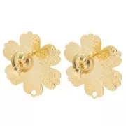 Pendientes flor con textura 19x17,5 mm - Dorado fino x2