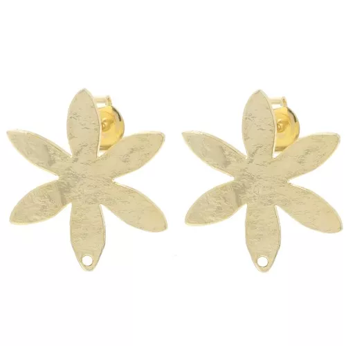 Pendientes flor texturizados 24x20,5 mm - Dorado fino x2