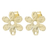 Pendientes flor texturizados 16x14,5 mm - Dorado fino x2|raw }}