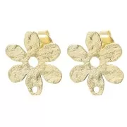 Pendientes flor texturizados 16x14,5 mm - Dorado fino x2