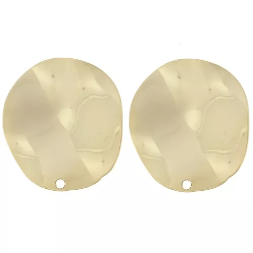 Pendientes redondos ondulados 22 mm - Dorado x2