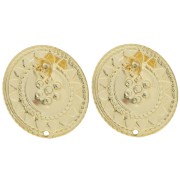 Pendientes redondos 27 mm motivo étnico - Dorado x2