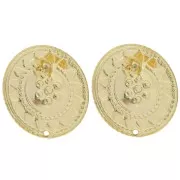 Pendientes redondos 27 mm motivo étnico - Dorado x2