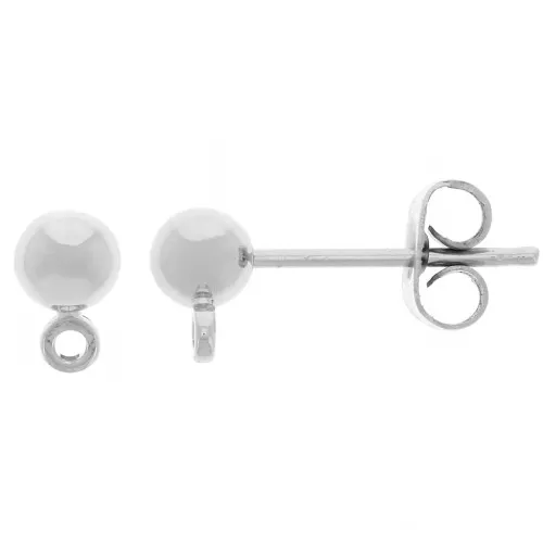 Pendientes de bola de 4 mm con aro - Plateadox4