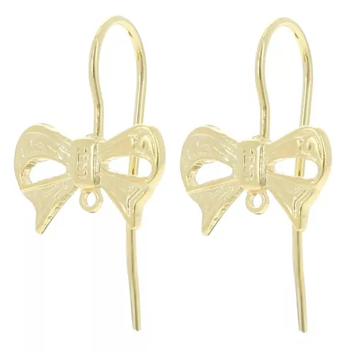 Ganchos de nudo 8x13 mm con anilla cerrada - Dorado con oro fino x2