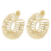 Pendientes de aro ancho calados 32 mm - Dorado con oro fino x2|raw }}