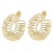 Pendientes de aro ancho calados 32 mm - Dorado con oro fino x2