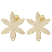 Pendientes flor texturizados 24x20,5 mm - Satinado dorado x2|raw }}