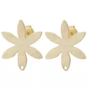 Pendientes flor texturizados 24x20,5 mm - Satinado dorado x2