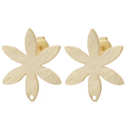 Pendientes flor texturizados 24x20,5 mm - Satinado dorado x2