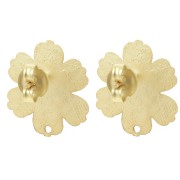 Tachuelas flor texturizadas 19x17,5 mm - Dorado satinado x2