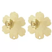 Tachuelas flor texturizadas 19x17,5 mm - Dorado satinado x2