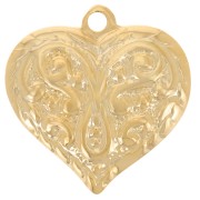 Colgante corazón abombado 15x14 mm - motivo arabesco - Dorado con oro fino x1|raw }}