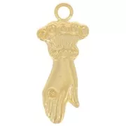 Dije de mano 15x6 mm para cabujón de 1 mm - Dorado con oro fino x1