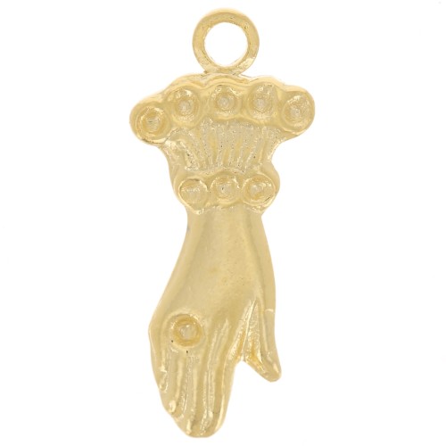 Dije de mano 15x6 mm para cabujón de 1 mm - Dorado con oro fino x1