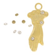 Dije de mano 15x6 mm para cabujón de 1 mm - Dorado con oro fino x1