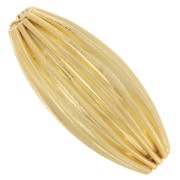 Cuenta con forma de oliva estriada, 21 x 9 mm - Godron - Dorado con oro fino x1