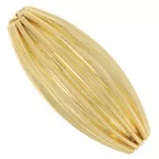 Cuenta con forma de oliva estriada, 21 x 9 mm - Godron - Dorado con oro fino x1