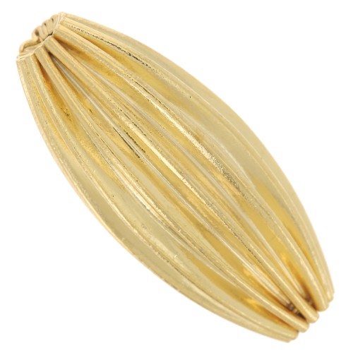 Cuenta con forma de oliva estriada, 21 x 9 mm - Godron - Dorado con oro fino x1