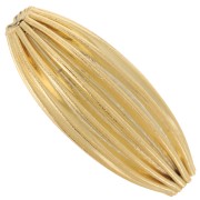 Cuenta con forma de oliva estriada, 25 x 10 mm - Godron - Dorado con oro fino x1