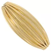 Cuenta con forma de oliva estriada, 25 x 10 mm - Godron - Dorado con oro fino x1
