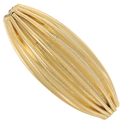 Cuenta con forma de oliva estriada, 25 x 10 mm - Godron - Dorado con oro fino x1