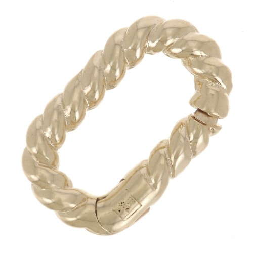 Cierre de mosquetón ovalado 12x7 mm efecto trenzado - Chapado de Oro 3 micras x1