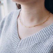 Collar de malla rectangular de 4,1 mm - Acero inoxidable 304L dorado x47cm