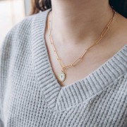 Collar de malla rectangular de 5 mm - Acero inoxidable 304L dorado x47cm