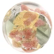 Redonda Murano 10 mm negra aventurina hoja de oro y plata x1