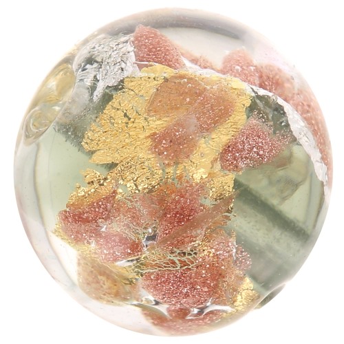 Redonda Murano 10 mm negra aventurina hoja de oro y plata x1